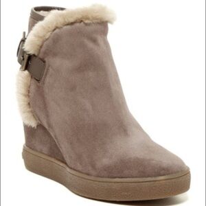 Aquatalia
Cameron Faux Fur Trim Wedge Bootie